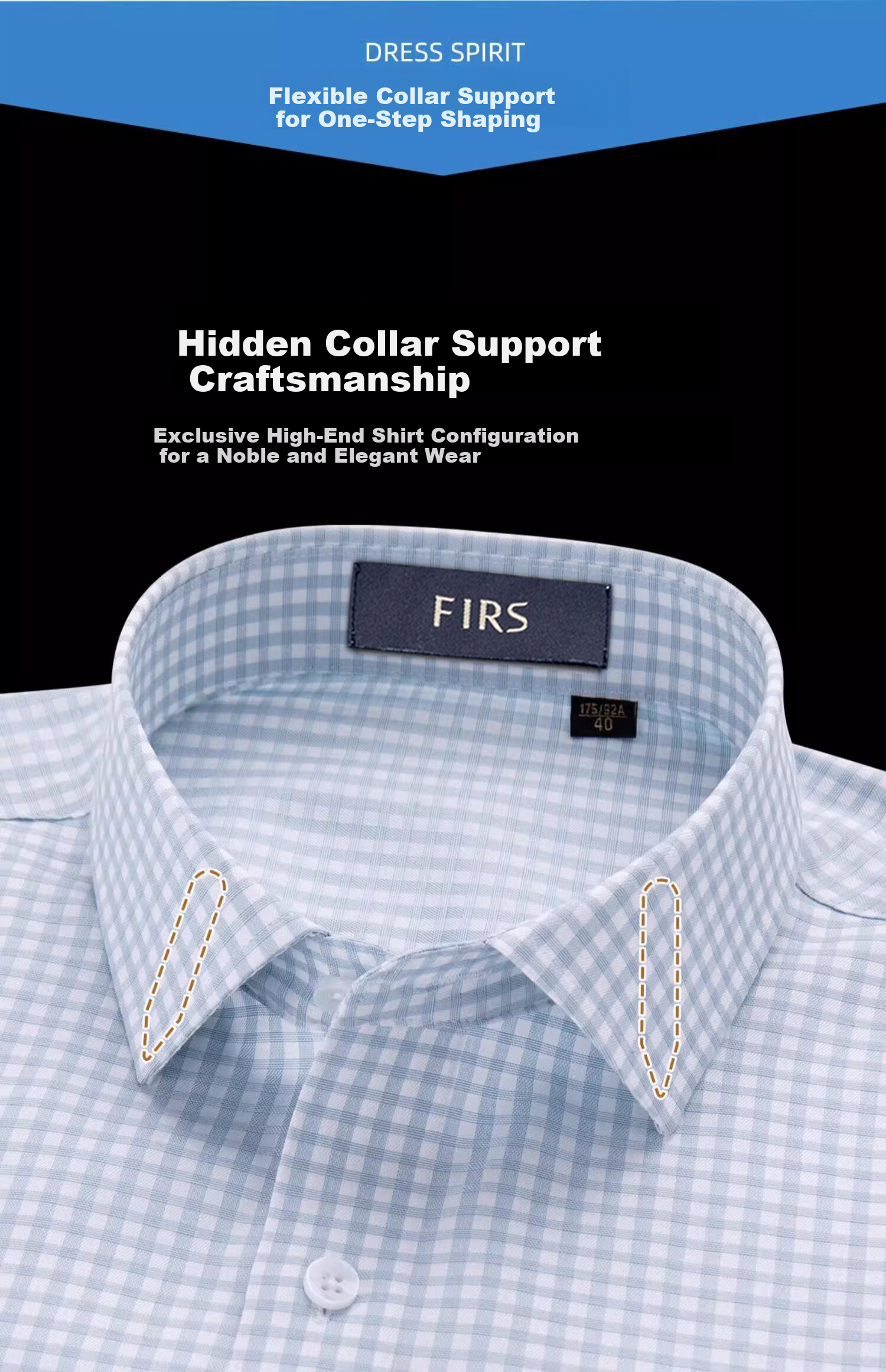 FIRS Men's 200-Thread Count DP Non-Iron Long Sleeve Pure Cotton Business Casual Shirt Gray Check Size 40 7