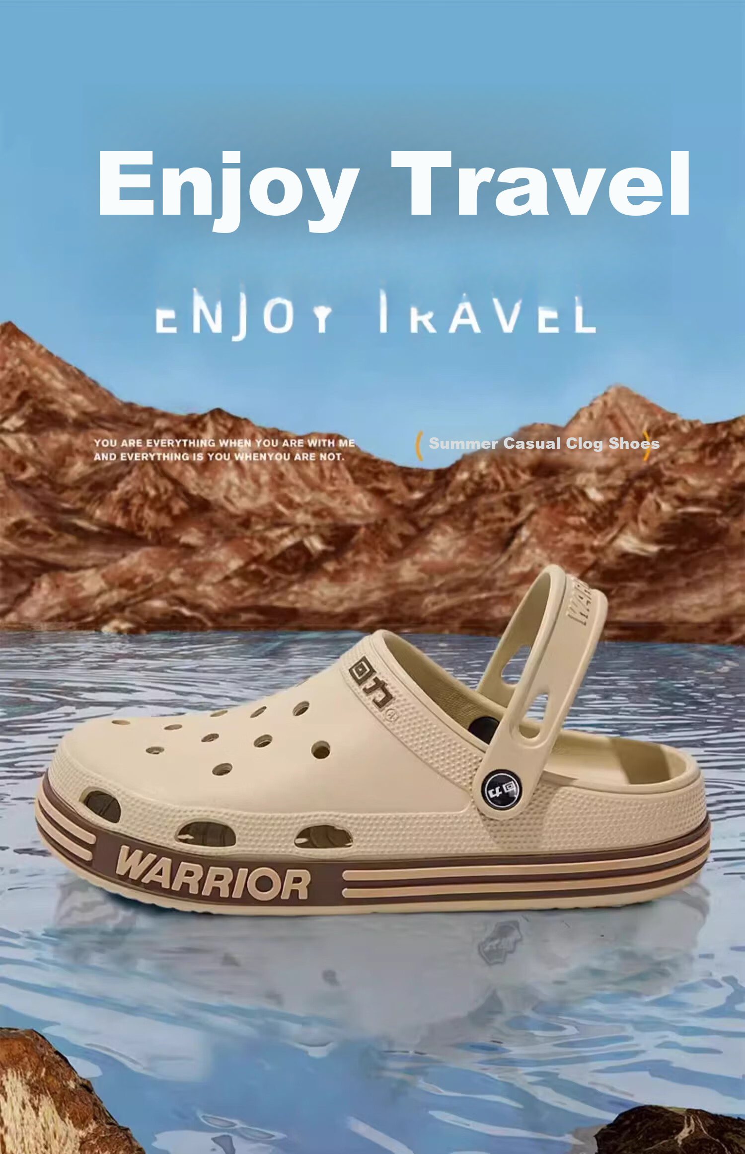 Warrior Men's Summer Ventilated Slip-On Shoes Non-Slip EVA Soft Sole Dual-Purpose Home and Beach Sandals Blue Gray Size 41 1