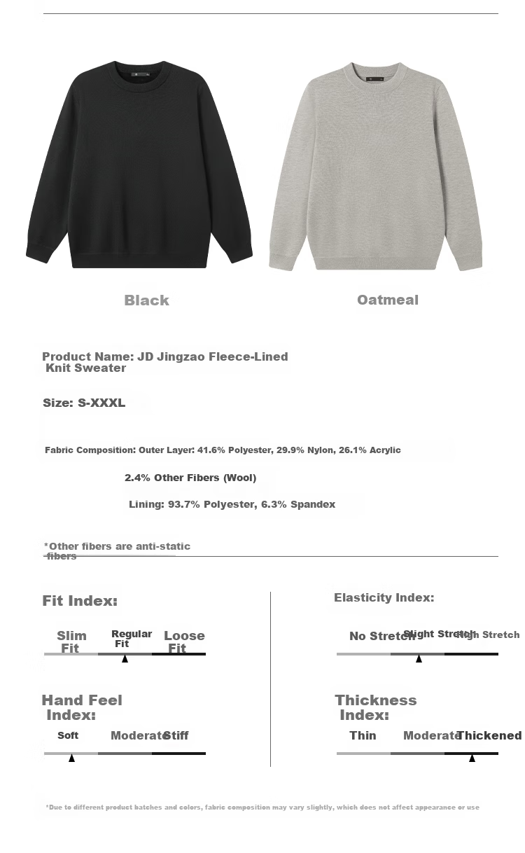 JD Original [Machine Washable] Warm Sweater for Men, Round Neck Knitted Pullover, Soft Base Layer Woolen Sweater, Oatmeal Color, M Size 15