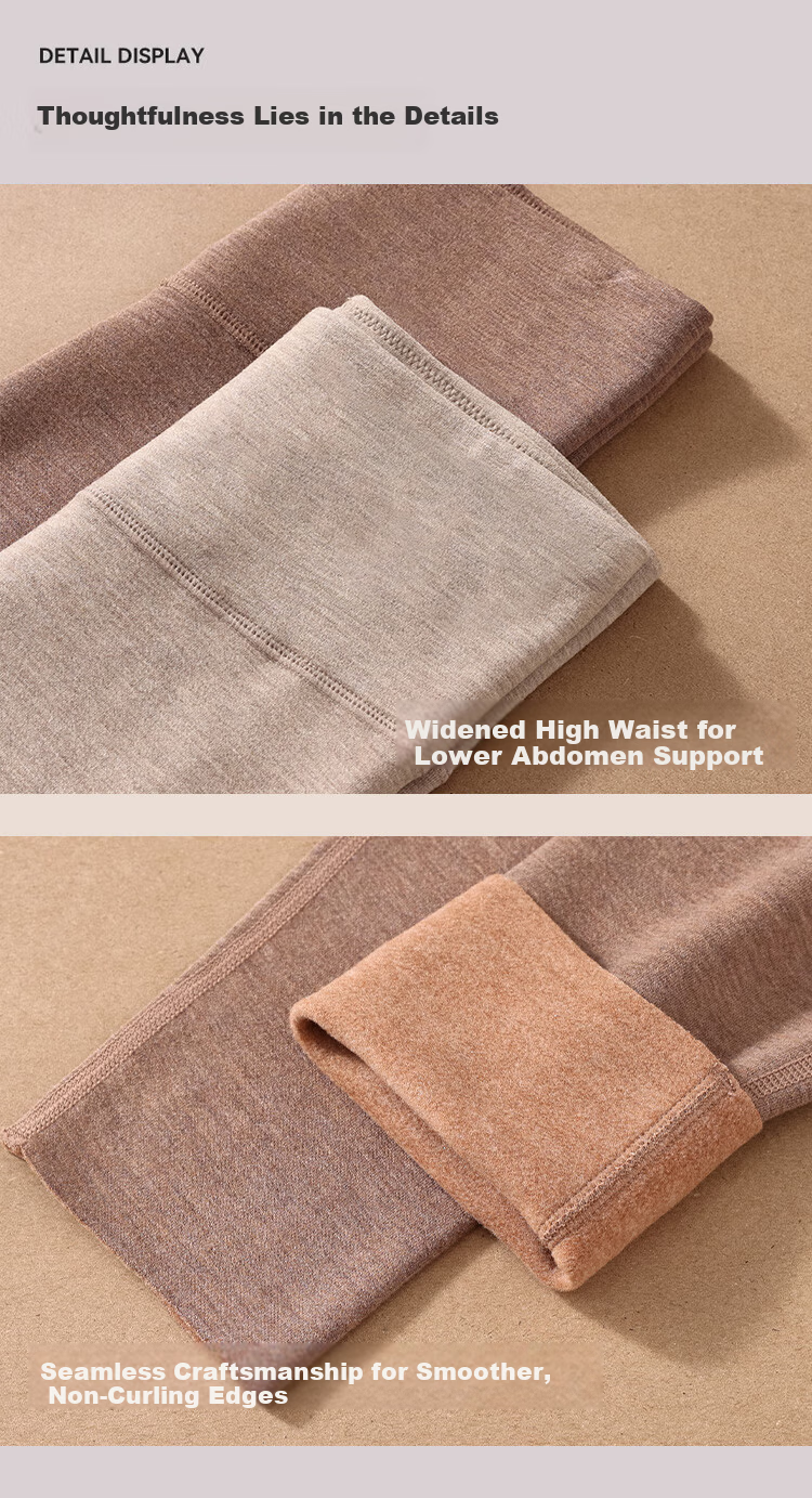 Tingmei 10A Antibacterial Camel Hair Silk Thermal Leggings Women High Waist Tummy Control Hip Lift Autumn Seamless Inner Outer Wear 11