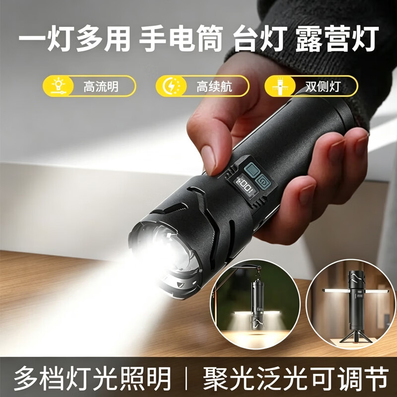 Cavalry Home Table Lamp Outdoor Camping Tent Light Aluminum Alloy Rechargeable Zoom White Laser Multifunctional Super Bright Flashlight