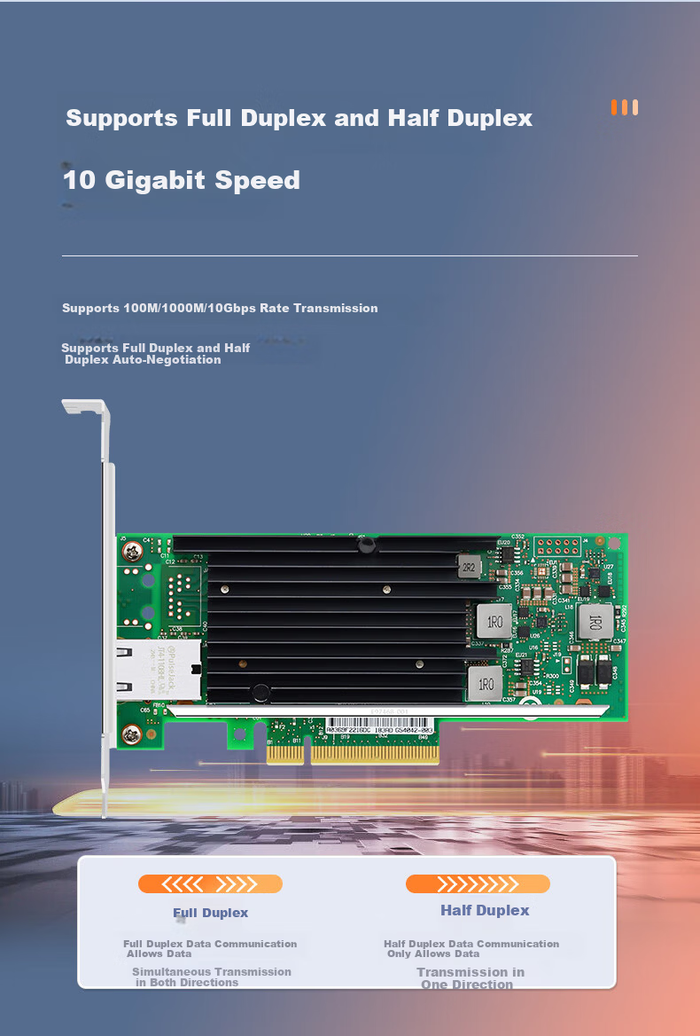 EB-LINK Intel X540 Chip PCI-E X8 10G Single Port Server Network Card X540-T1 Network Adapter 10G Copper Cable Link Aggregation Virtual Machine 6