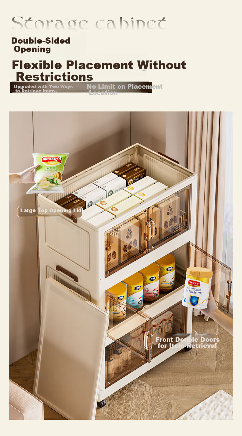 Quanpinwu Storage Cabinet Wardrobe Storage Cabinet No Assembly Snacks Toys Organizer Kitchen Thickened Foldable Mobile Multi-layer 6