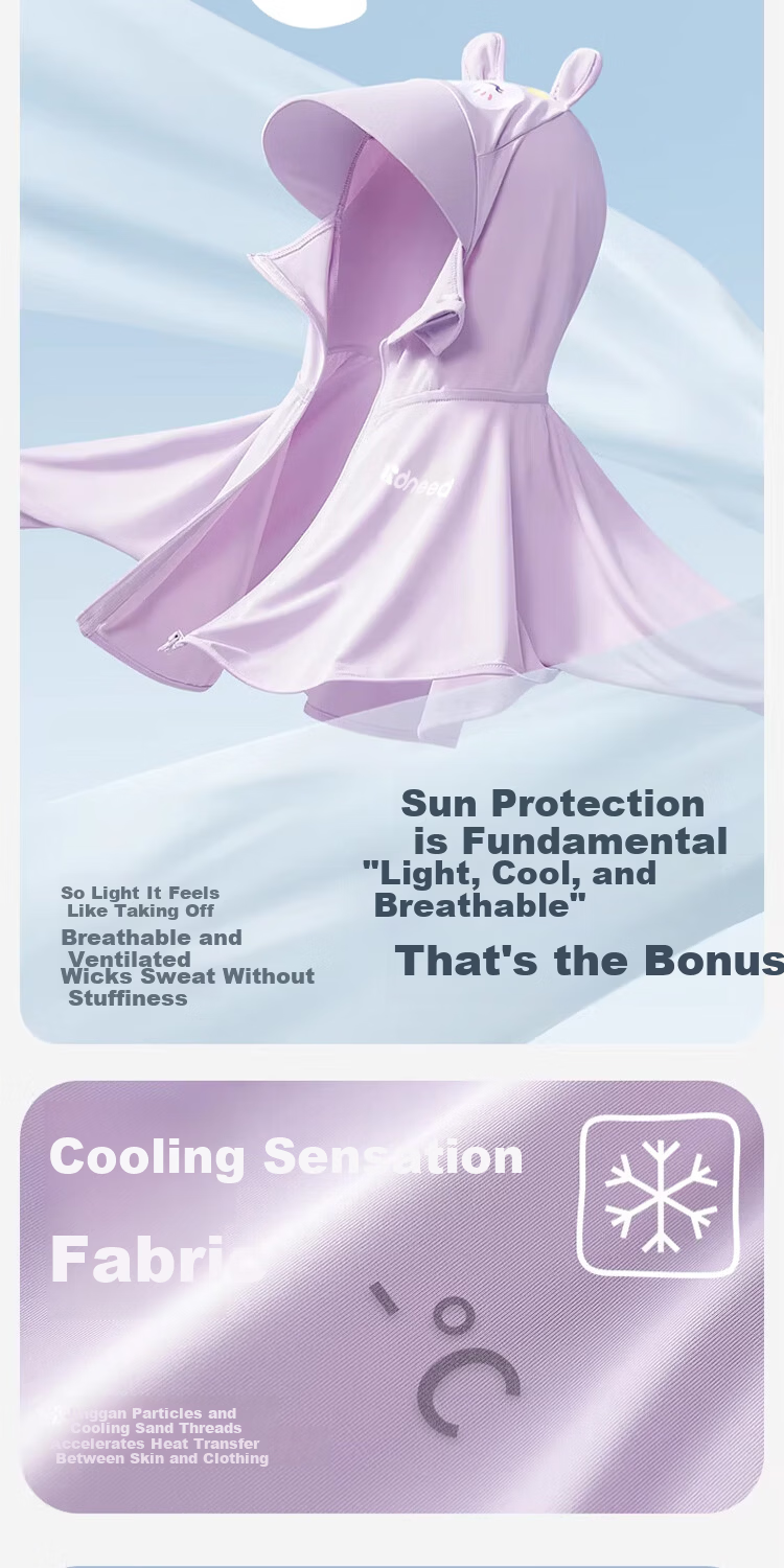 Kidsneed Children's Summer Sun Protection Jacket Ice Silk Cooling Baby Sun Protection Outdoor Breathable Sunshade Boys and Girls Sun Protection Cape 4