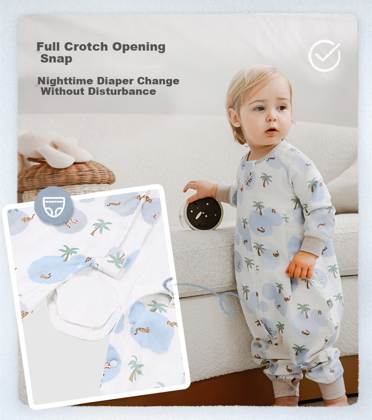 Nest Designs Baby Sleeping Bag Bamboo Cotton Gauze Four-Layer Breathable All-Season Toddler Leg-Separated Anti-Kick Quilt Yozai Tiger Size 110 4