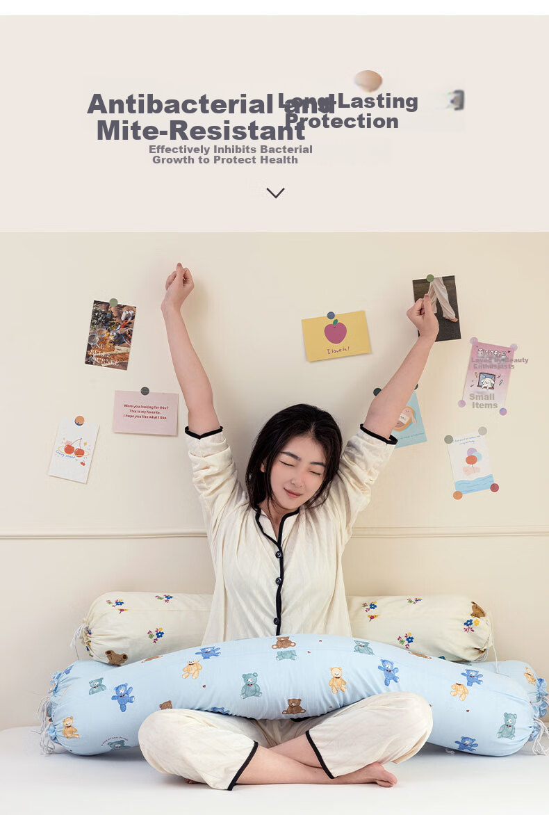 Jinhao Antibacterial Candy Long Body Pillow Side Sleep Leg Hugging Pillow Removable Washable 1.1m Teddy Bear 2