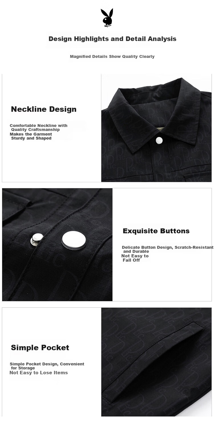 PLAYBOY Men's Spring and Autumn Workwear Flight Jacket High-end Casual Baseball Collar Outerwear 4