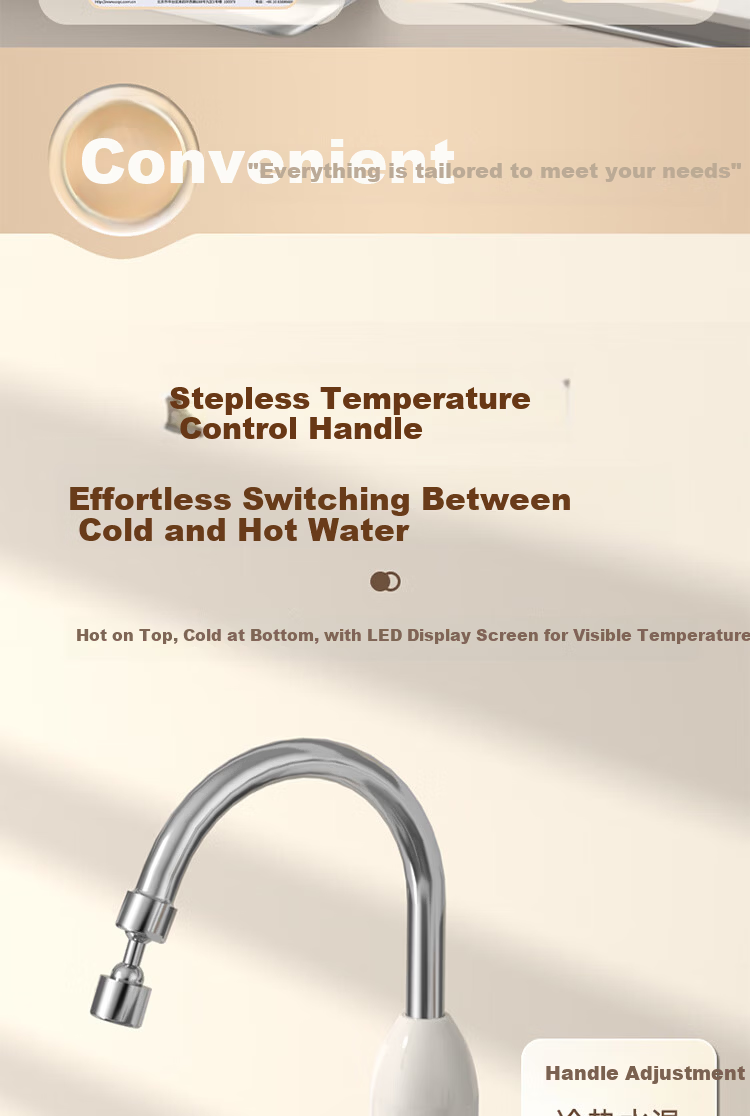 Vanward Instant Electric Water Heater Faucet Quick Heating Hot Water Universal Swivel Faucet Dual Use Hot and Cold Thermostatic Kitchen Bathroom Balcony Digital Display Household Small Water Heater 19 9