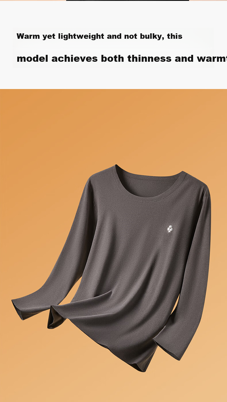 Youkeshu Men's Thermal Underwear 10A Antibacterial Cationic Double-Sided Brushed Autumn Winter Crew Neck 10A Antibacterial Fleece Thickened Set 8