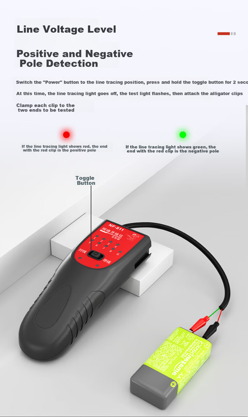 Smart Mouse NF-811 Cable Tracker Kit for Four-Core Network Cable, 60V Voltage Resistant Wiring Assistant Tester 9