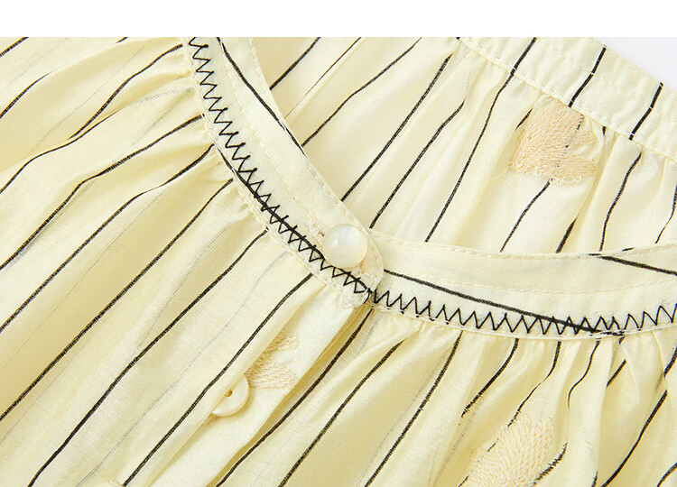 Demana [Comfortable Lyocell] Summer Textured Half-Placket Lace Collar Striped Embroidered Loose Slimming Shirt for Women Premium 11