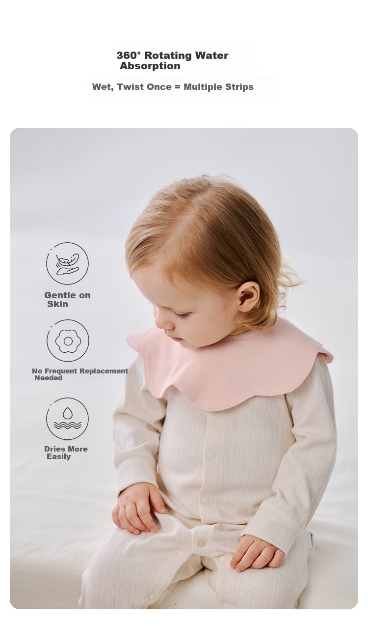Babylove Baby Petal Bib Pure Cotton Class A Saliva Towel Newborn Anti-Spit-Up Solid Color Feeding Bib 3