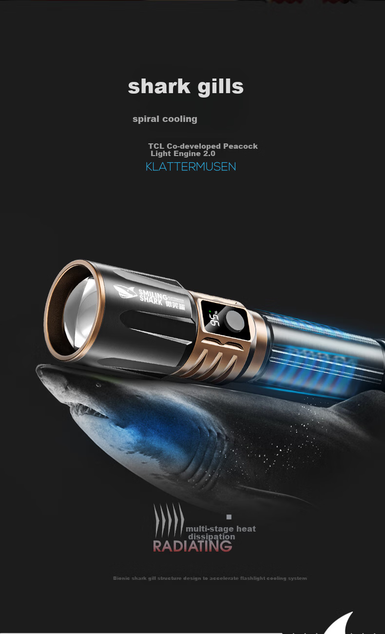 Smile Shark 5340 High-Power Flashlight 2025 New Outdoor Ultra-Bright Long-Lasting Laser Rechargeable Emergency Lighting Lamp 6