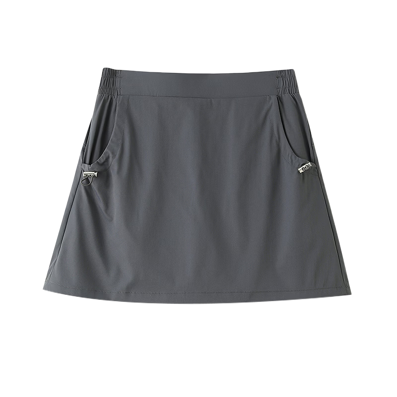 Langsha Women's Summer High-Waist Thin A-Line Workwear Skirt Elastic Waist Cool Comfortable Versatile Short Skirt