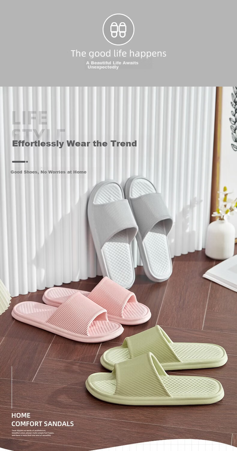 Zhiying Women's Summer Indoor Home Shower Slippers Silent Non-Slip Soft Sole Men's Black Sandals Size 44-45 1