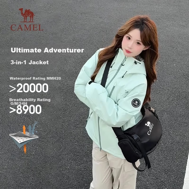 CAMEL Women's King Kai Armor 3-in-1 Waterproof Jacket Unisex Autumn Winter Mountaineering Coat