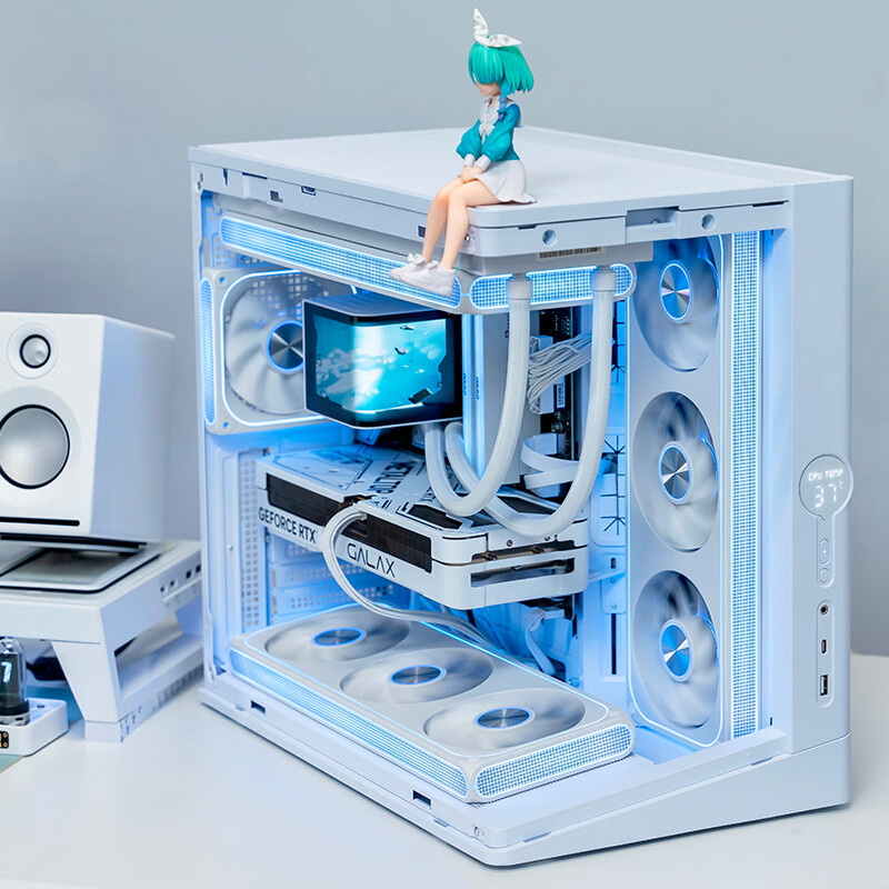 Aigo Xingcanchen Air White Gaming Desktop PC Case Supports 360mm Water Cooling ATX Motherboard Curved Glass 270° Seaview Room 5090 Graphics Card