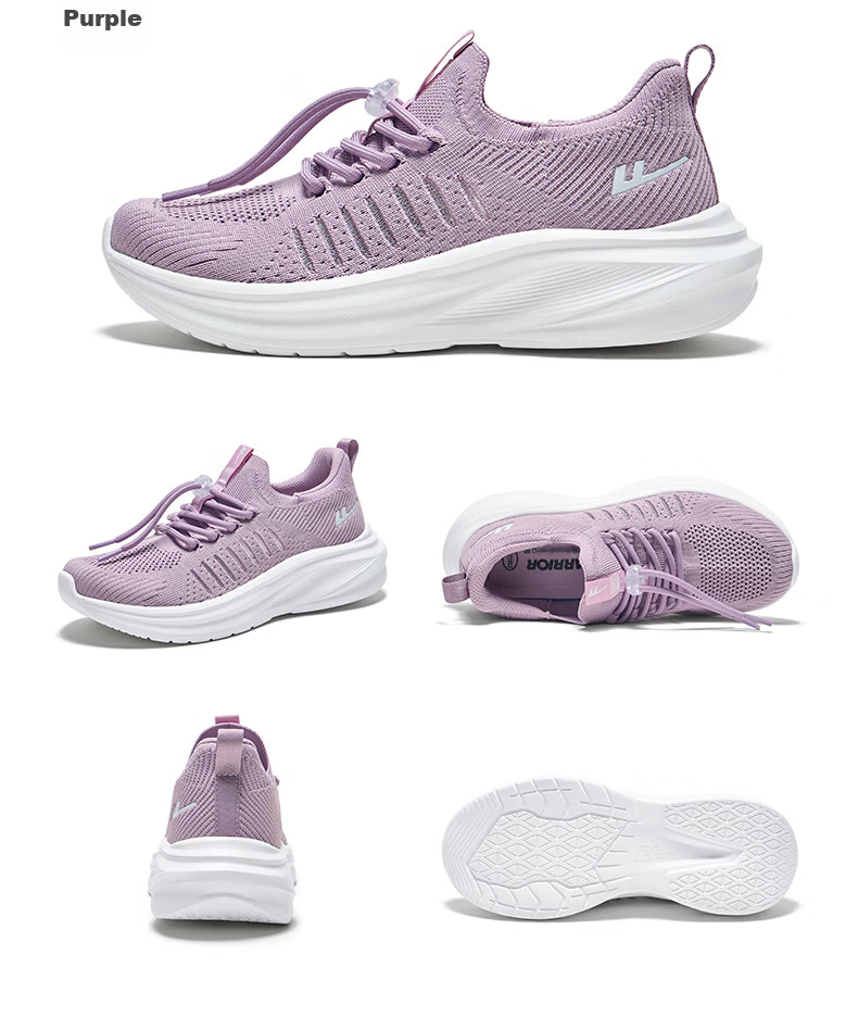 Warrior Women's Shoes 2026 Spring New Soft Sole Mesh Sports Shoes Slip-On for Middle-Aged and Elderly Moms 1282 Purple Size 37 27