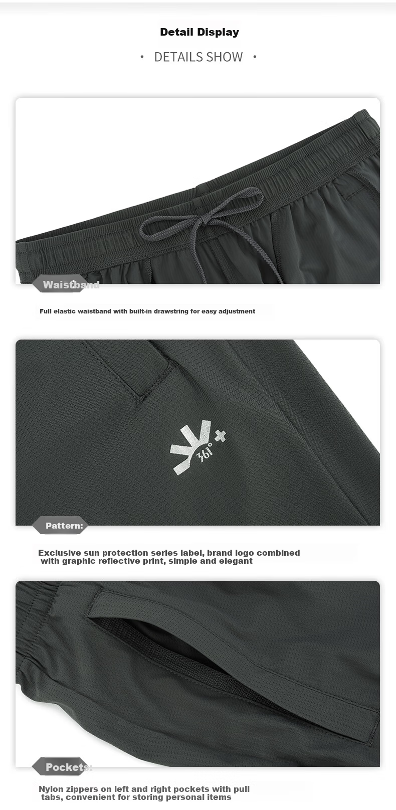 361° Men's Sports Pants Spring Summer Sun Protection Casual Sweatpants Running Loose Fit Cooling Straight Leg U-Shaped Pants 652614708-2 30