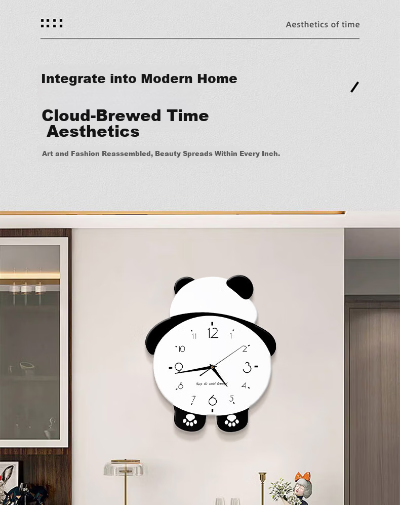 Mao Jiu Jiang Cute Panda Wall Clock Simple Elegant Living Room Creative Hanging Clock Dining Room Decorative Art 9