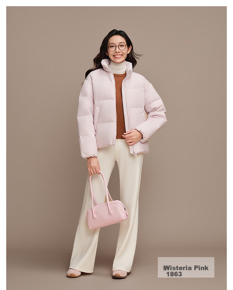 BOSIDENG Women's Off-Season 90% Down Thickened Stand Collar Slim Short Casual Warm Jacket Winter 11