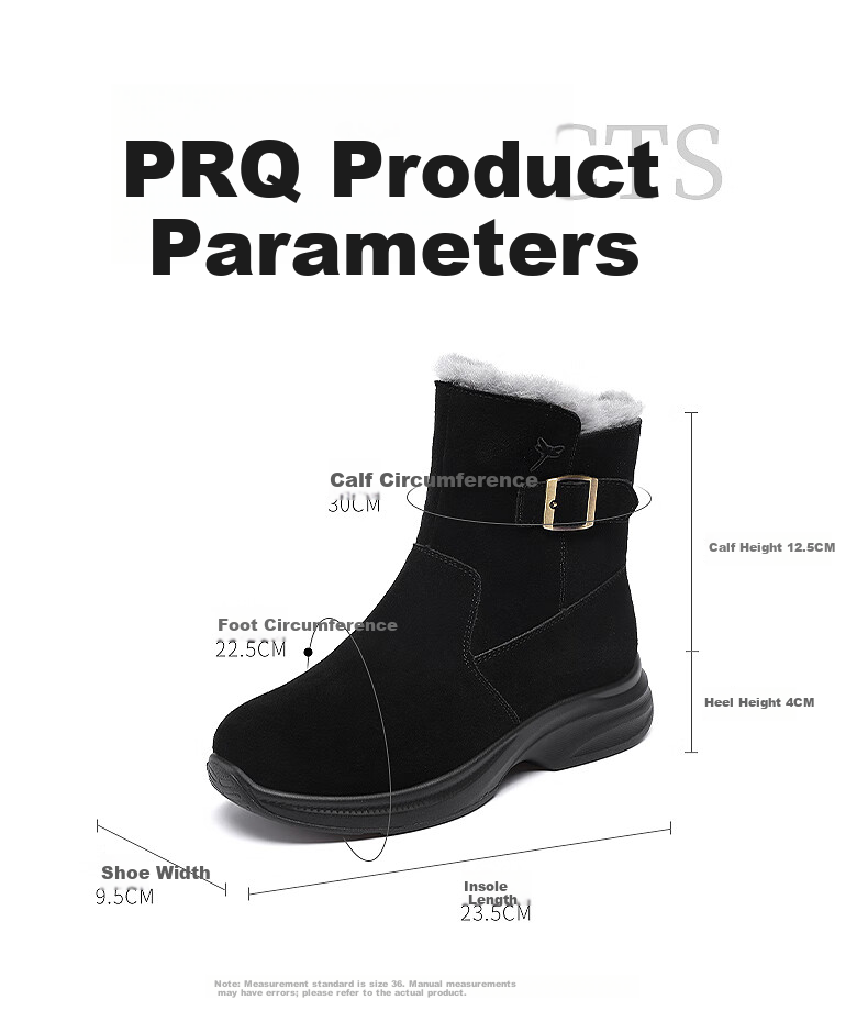 Red Dragonfly Fleece Lined Warm Snow Boots Thickened Classic Northeast Cotton Boots Women's Casual Ankle Boots WTC443801R Black Size 38 5