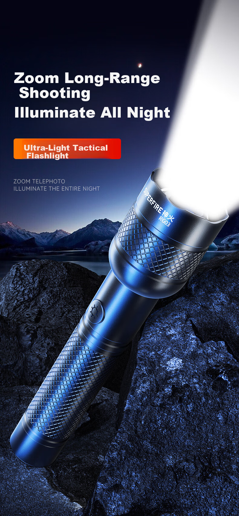 SupFire Flashlight High Brightness Long Battery Life Outdoor Survival Zoomable Military Small Portable Home Use Emergency Light 2