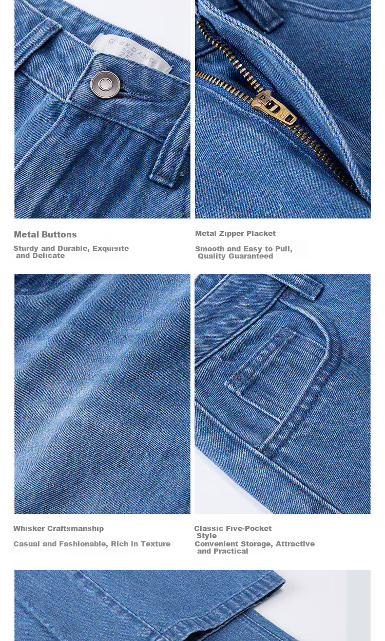Giordano Women's Cat Whisker Washed Mid-Rise Cropped Wide-Leg Jeans 2026 Summer New 13426338 9