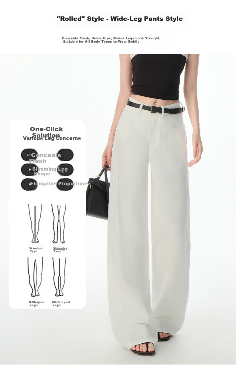 Boruilai Lyocell Tencel Wide-Leg Jeans for Women Spring Summer White Pants 2026 New High-Waist Straight-Leg Trousers 6