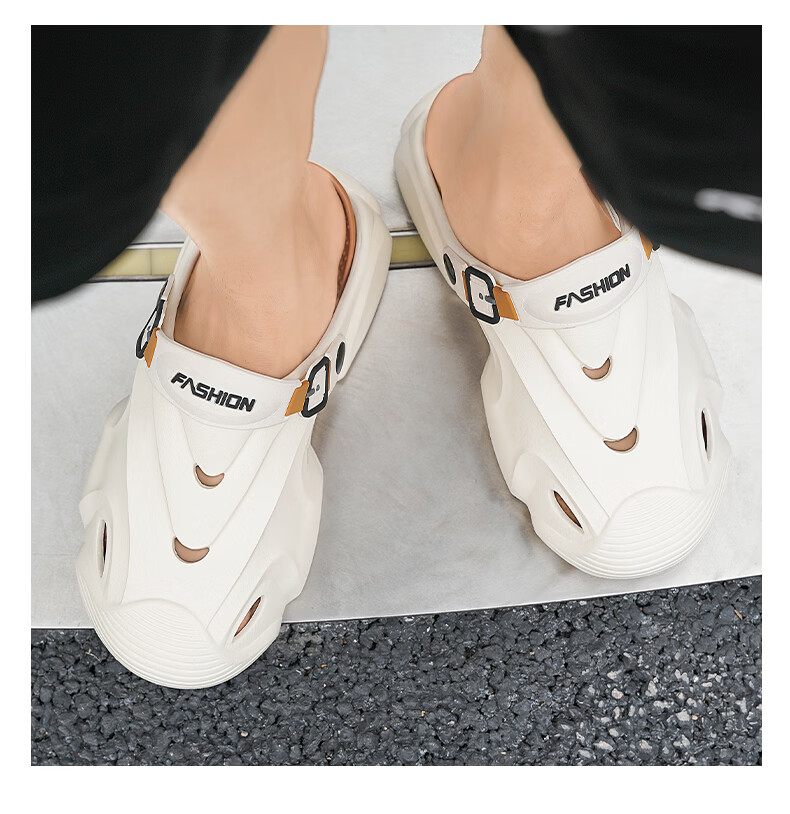 Cartelo Crocodile Men's Summer New Open-Toe Slippers Water-Resistant Clog Shoes 1851 Beige Size 42-43 9