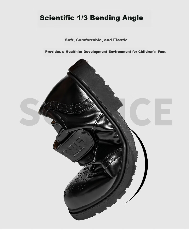 FIRS Boys Soft Sole Leather Shoes Black British Style Performance Dress Shoes for Boys Black Size 32 3