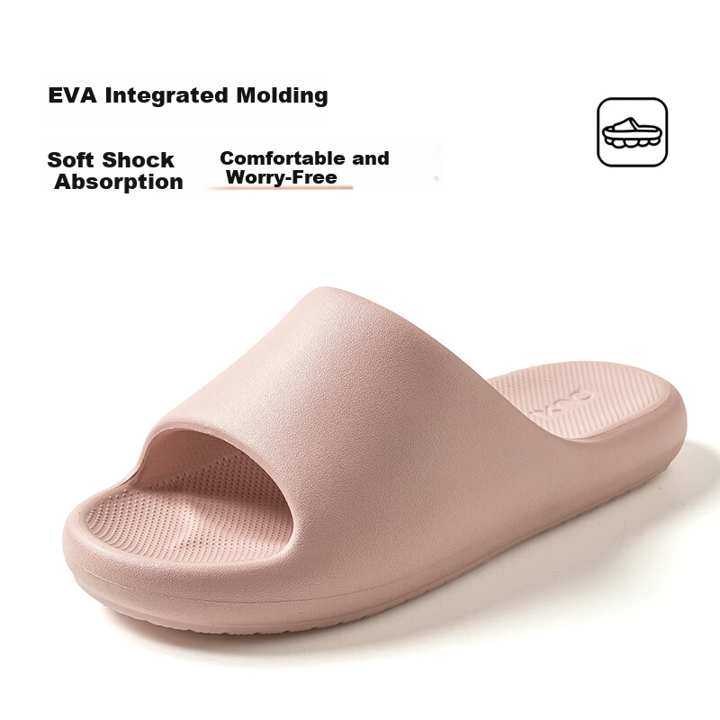 Puxi Simple Unisex Summer Slippers DL Supermarket Non-slip Soft Elastic Couple Flip Flops Navy Blue Size 44-45