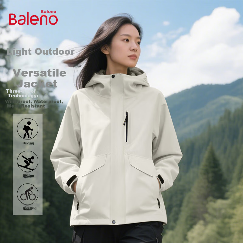 Baleno Hooded Jacket Women 2026 New Outdoor Mountaineering Travel Windproof Rainproof Unisex Workwear Coat