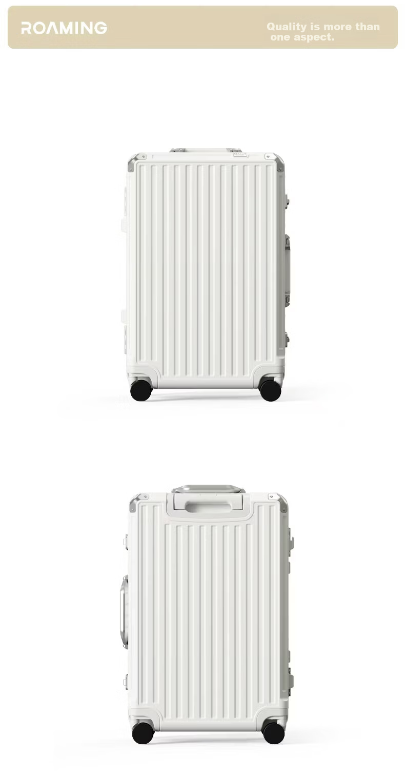 ROAMING Luggage Suitcase, Large Capacity Travel Case for Men And Women, Aluminum Frame Password Lock Leather Suitcase, Khaki Green, 24 Inches 12