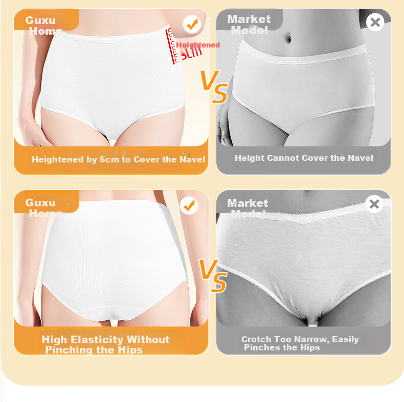 Guxu Disposable Women's High-Waist Postpartum Cotton Sterile Maternity Underwear Plus Size 10-Pack 5