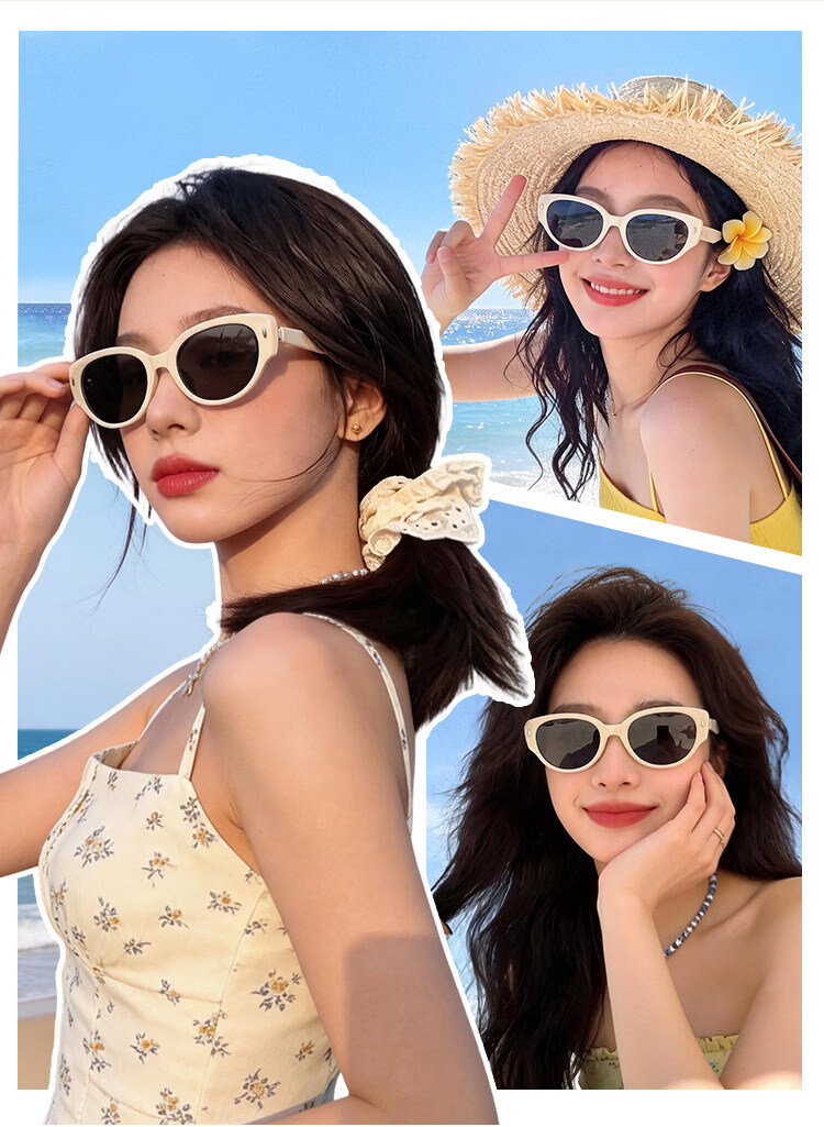 FENCHI Foldable White Cat Eye Sunglasses for Women 2026 New High-End White Frame Polarized UV Protection 16