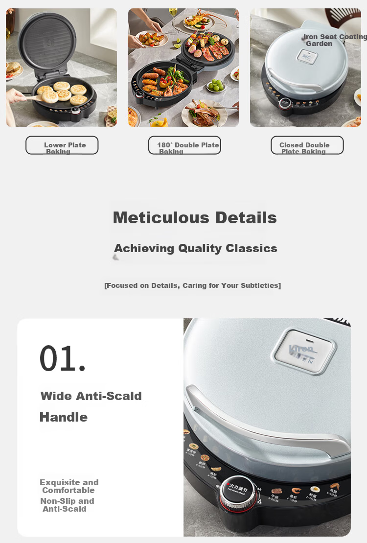 Liven Stainless Steel Electric Griddle for Home Use, Non-Coated, 38mm Deep, 1800W Double-Sided Heating, Pancake Maker, Uncoated Electric Frying Pan, Breakfast Machine LR-B3097 18