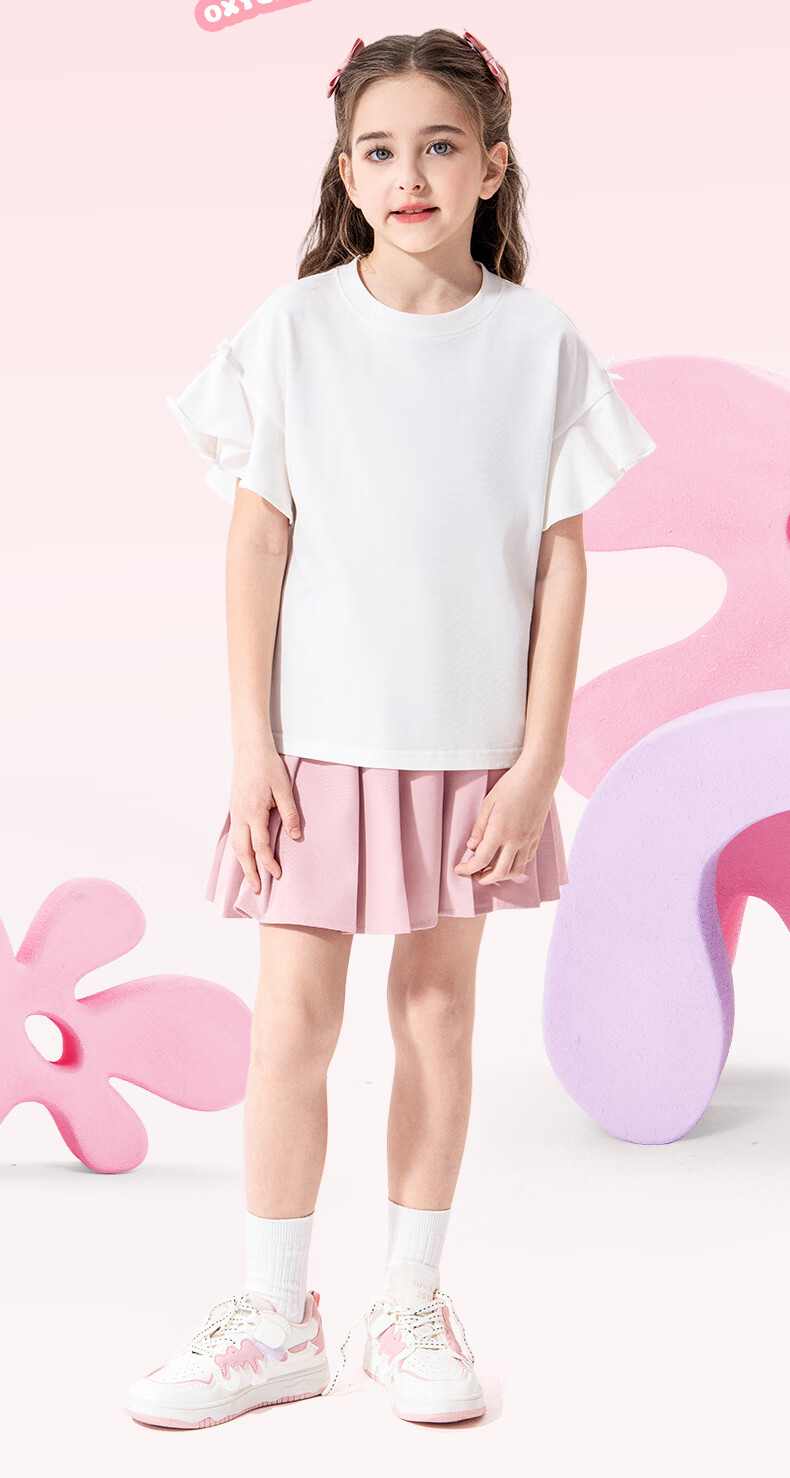 Mark Fairwhale Pleated Skirt Girls Short Skirt School Style Summer 2026 New JK Skirt Children's Sports Skirt White 130 4