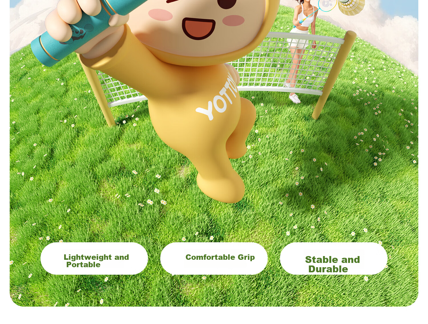 Yottoy Children's Badminton Racket Set Parent-Child Set for 6-Year-Old Elementary and Kindergarten Beginners Blue Pair 2