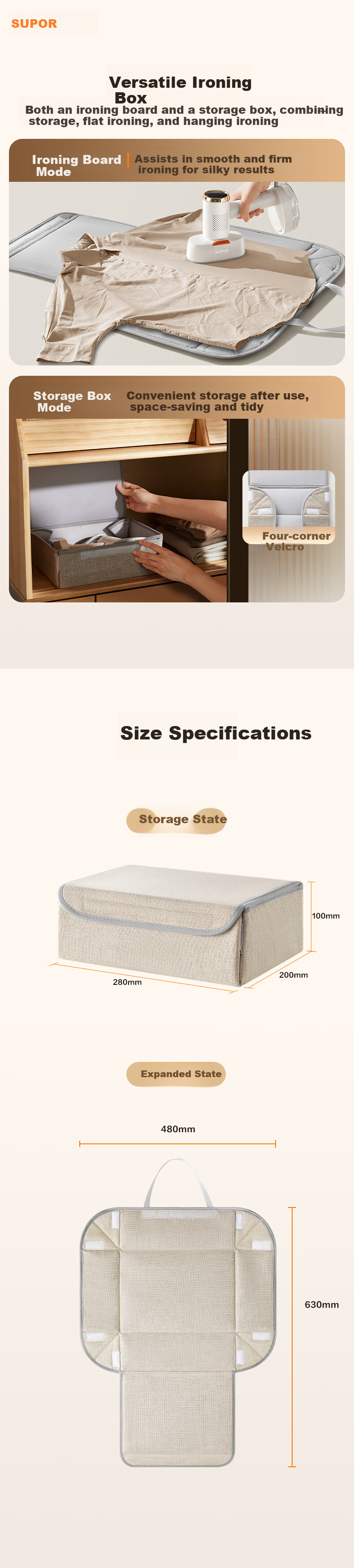 Supor [Accessories] Handheld Garment Steamer Accessories Ironing Board Multifunctional Storage Box Foldable EZYB-121A 1