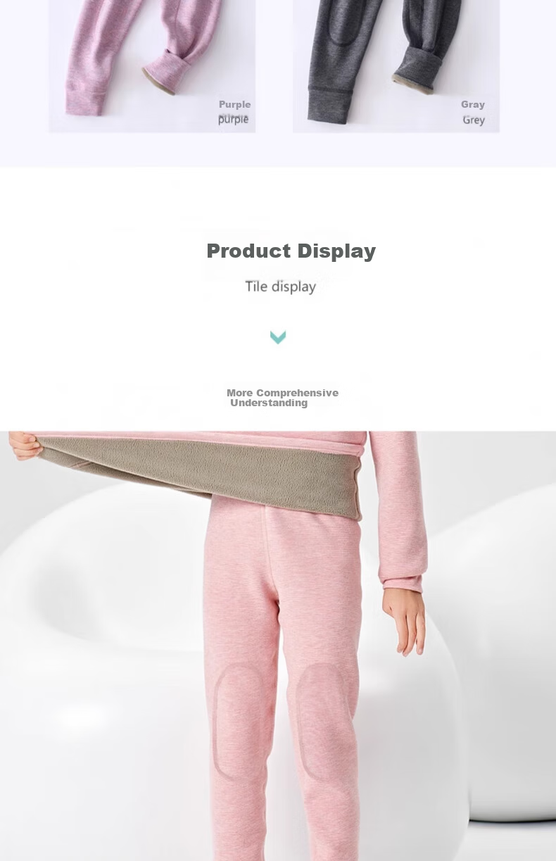 Dingguagua Children's Thermal Pants Girls Autumn Winter Fleece Thickened School Uniform Inner Wear Autumn Trousers Girls Inner Layer Pants for Older Kids 13