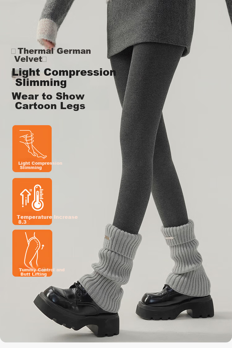 Miiow Women's Thermal Pants Polyester-Free Vertical Stripe Acrylic High-Waist Thermal Leggings Autumn Winter New 1