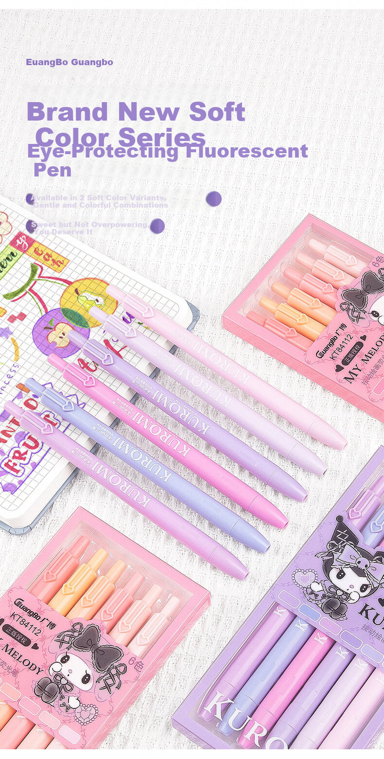 GuangBo & Shark Cat 8-Color Glitter Journal Pens Highlighter Drawing Marker Coloring Marker Blue Box KC23200 2