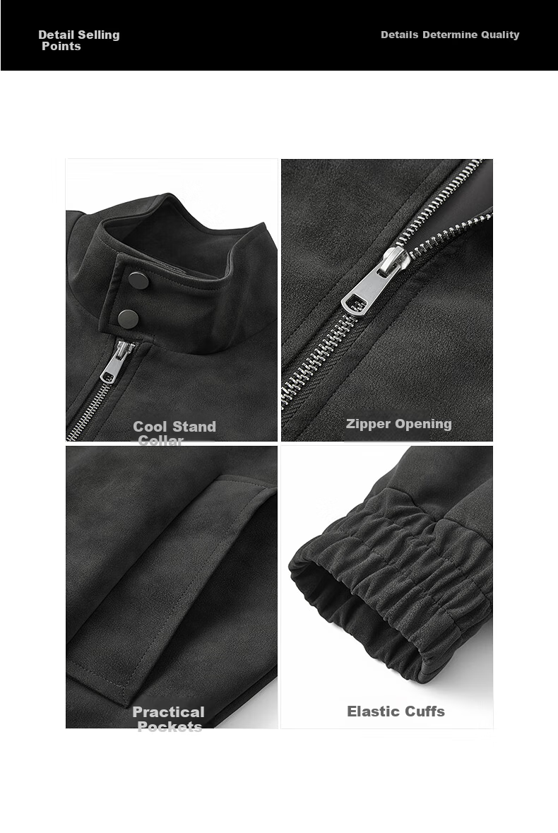 Gxgjeans Men's Simple American Vintage Loose Stand Collar Jacket Coat 25 Autumn New Gray 190/XXXL 12