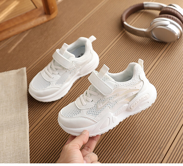 Warrior Kids Mesh White Shoes Summer Children's Shoes Boys and Girls Running Sports Shoes WZ(CL)-2262 White Size 38 1