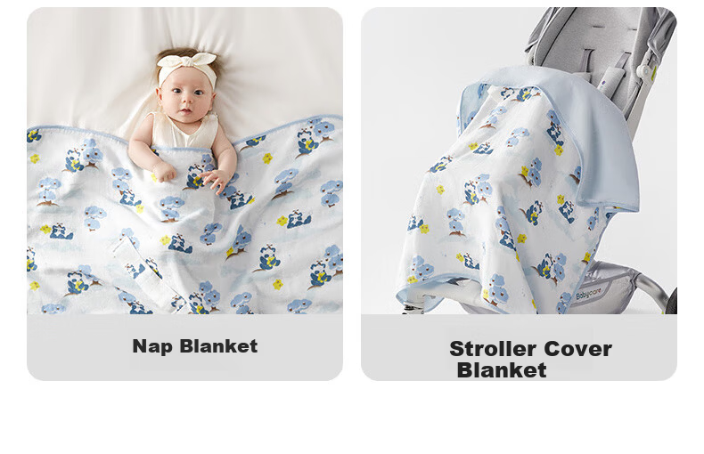 Babycare Newborn Cotton Swaddle Blanket Soothing Temperature-Regulating Delivery Room Infant Wrap Bubu Bear Moonlight Blue 90*90cm 22
