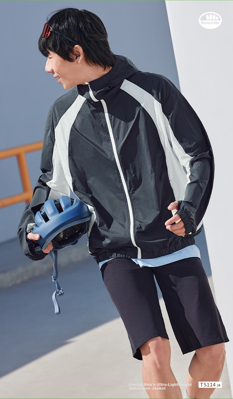 Beneunder Men's Sunscreen Jacket Skin Coat UV Protection Breathable Water-Repellent Outdoor Sports TS114 2