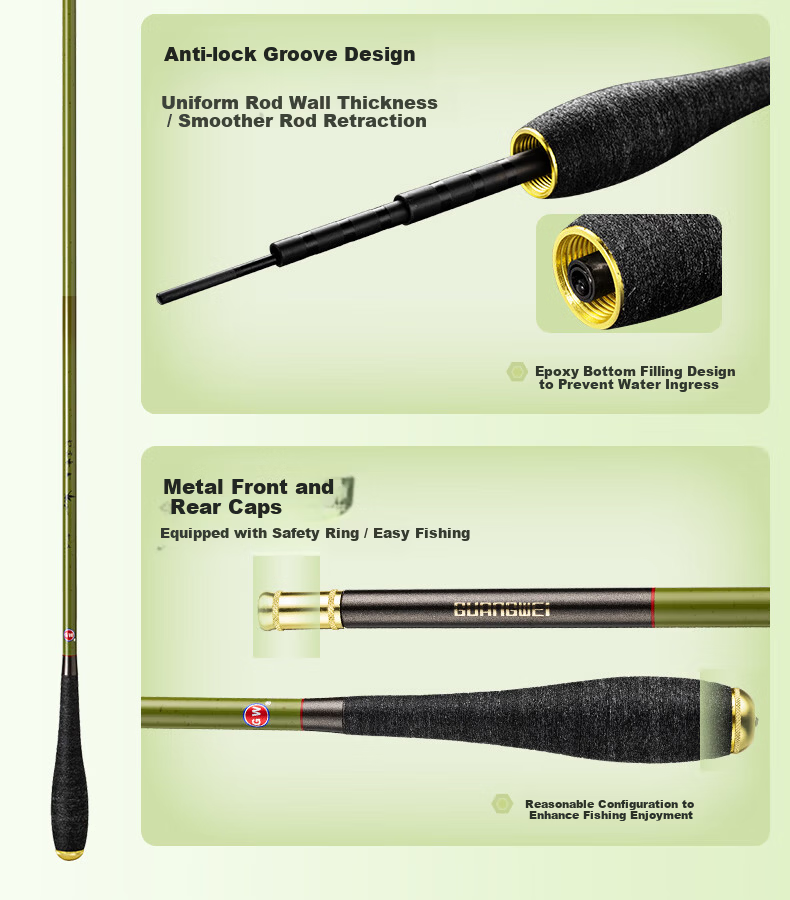 GW Bamboo Xianfeng Carbon Ultra-Light Crucian Carp Fishing Rod Hand Rod 3H28 Action 4.8m 12
