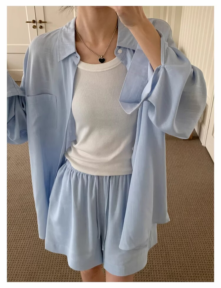 ICH MODE "Bangkok Holiday" Linen Shirt Women Lazy Style Physical Sun Protection Long Sleeve Shirt Linen Color L 20