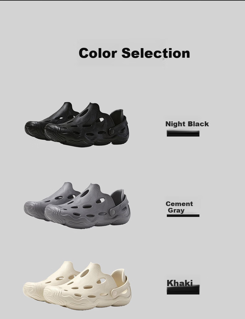 JD Jingzao Contour Hole Sandals Summer Slippers Unisex Non-Slip Outdoor Water Shoes Cement Gray Size 41 16